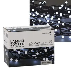 LED string lights Extralink 200 bulbs cold white, diameter 3+ mm, length 16 m
