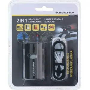 Bicycle Light DUNLOP L1154 2-in-1 with USB Rechargeable and Helmet Mount