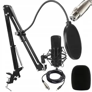 Fusion XLR Studio Microphone FSN-SMICSETXLR-BK with Stand and Pop Filter, Black