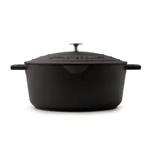 Cookware - Masterclass oval roasting pan 6L with lid, solid aluminum, induction-compatible, black