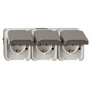 Розетка merten MEG2391-8029 CEE 7/3, совместима с CEE 7/4, IP44, 250 В, 16 А, серого цвета, 223×83×57 мм
