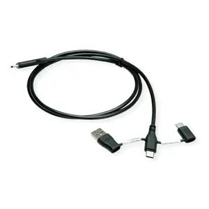 USB cable ROLINE 11.02.8349 USB 2.0, 1 m, USB-C to USB-A/USB-C, black