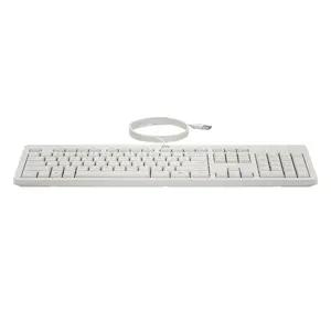 Проводной комплект клавиатуры и мыши HP 225 — полноразмерная USB-клавиатура, белый, мышь в комплекте, кабель 1,8 м