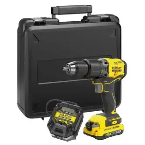 Bezvadu urbjmašīna‑skrūvgriezis komplekts STANLEY SFMCD715D1K, 18V Li‑Ion 2Ah, max 60 N·m, 2 ātrumi, LED, koferis