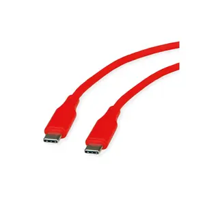USB-C to USB-C Cable ROLINE 1 m, USB 2.0, 0.48 Gbit/s, 60W, silicone, red