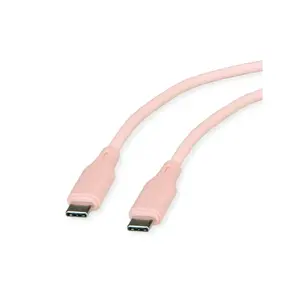 USB-C to USB-C Cable ROLINE 1 m, USB 2.0, 60W, silicone, pink