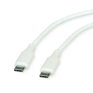 USB-C to USB-C Cable ROLINE 11.02.9126, USB 2.0, 60W, silicone, 1 m, white