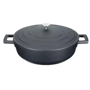 Low saucepan Masterclass 4L 26cm, cast aluminium, black, with lid
