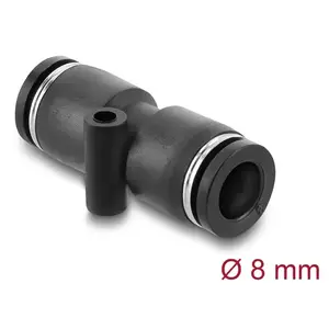 Pneumatic connector DELOCK 8 mm straight with mounting hole, female thread, metal/plastic, 39 mm