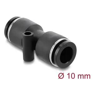 Pneumatic connector DELOCK 10 mm straight with mounting hole, metal/plastic, female thread, 48 mm