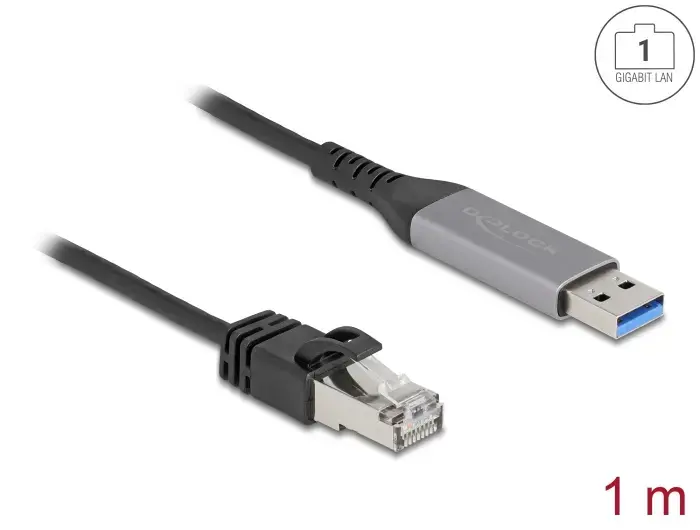 DELOCK USB Type-A to RJ45 Gigabit Ethernet cable 1 m Photo 2