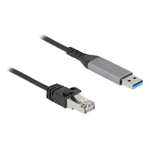 Сетевой кабель DELOCK 60756, USB A — RJ-45, 2 м, 10/100/1000Base-T(X), антрацит/чёрный