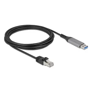 Network cable DELOCK USB Type-A to RJ45 Gigabit Ethernet Cat6, 3 m, anthracite/black