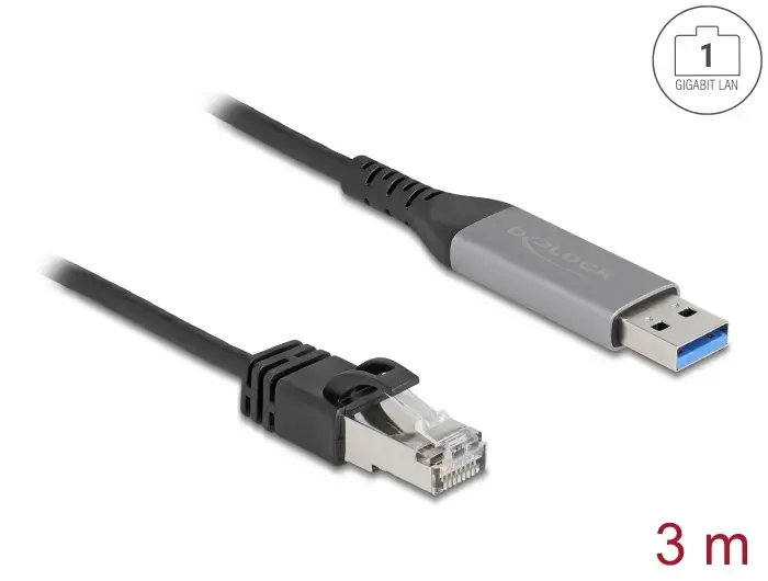 DELOCK USB Type-A to RJ45 Gigabit Ethernet cable 3 m Photo 2