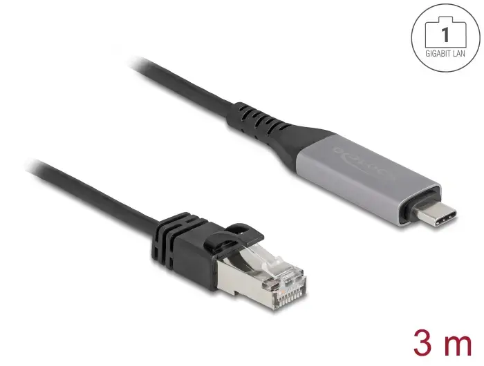 DELOCK USB Type-C to RJ45 Gigabit Ethernet Cable, 3 m Photo 2
