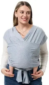 Baby wrap carrier Momcozy CR001 gray — soft ergonomic sling for newborns and infants