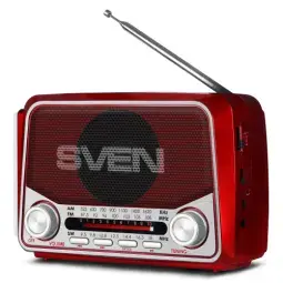 Portable radio speaker SVEN SRP-150 with FM/AM/SW, Bluetooth — red