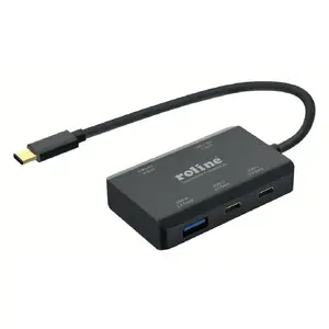 Интерфейсный хаб ROLINE 14.02.5060 USB Type‑C на USB 3.2 Gen 2 Type‑A/Type‑C 10 Гбит/с, PD 100 Вт, чёрный