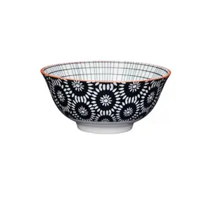 Keramikas bļoda KitchenCraft Black Swirl 15,7 cm