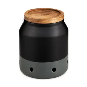 Cylinder stoneware jar Cole & Mason H822135 — 110×110×120 mm, Black/Grey