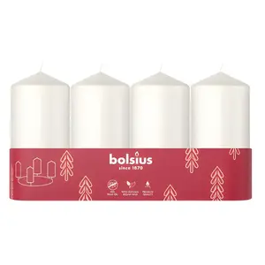 Candle cylinder bolsius Ø100×48 mm white set of 4
