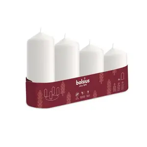 Cylinder candles set 4 pcs bolsius Ø120/100/80/60 x 48 mm white