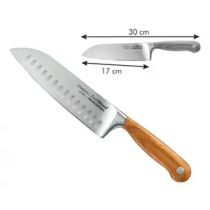 Kitchen knife Tescoma Feelwood Santoku 17 cm, stainless steel blade with wooden handle