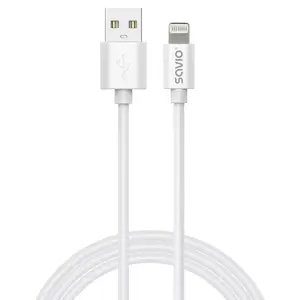 USB 2.0 cable SAVIO CL-193 — USB A (male) to USB C/Lightning (male), 2 m, white