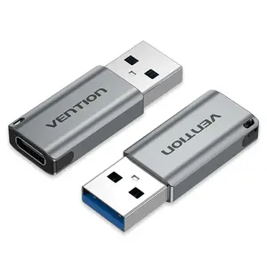 USB 3.0 Male to USB-C Female Adapter Vention CDPH0, USB-A to USB-C, 5 Gbit/s, aluminium, grey