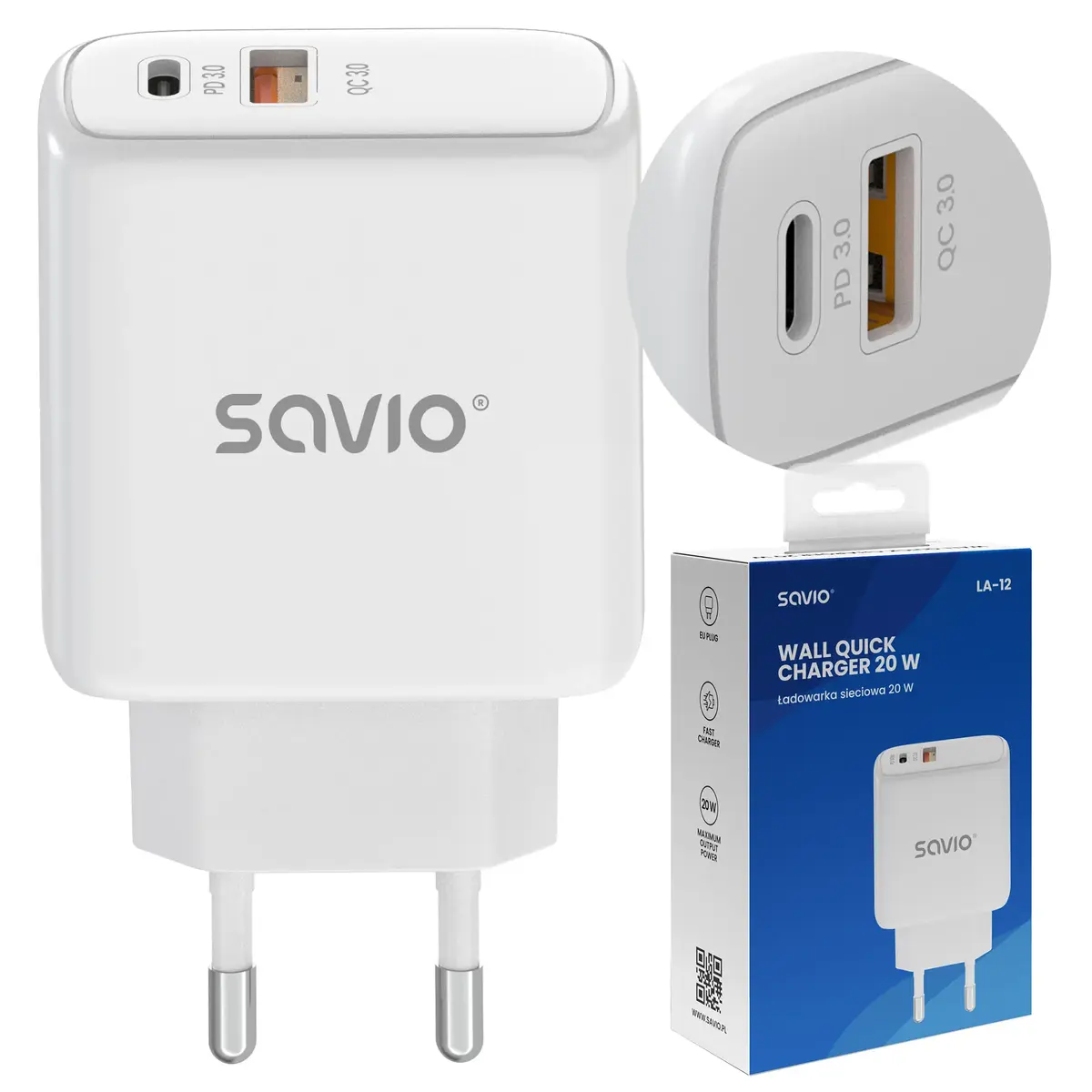 AC lādētājs SAVIO LA-12 — 20 W Photo 6