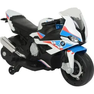Bērnu elektriskais motocikls Lean Cars BMW S1000RR 2156 — balts, vienvietīgs, ar akumulatoru