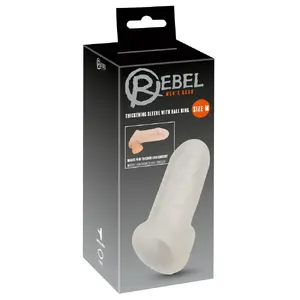 Penis sleeve Rebel Sleeve M by Rebel — TPE closed thickening sleeve with ball ring, total length 16.5 cm, insertion 13.5 cm, outer Ø 5 cm, inner Ø 2.4 cm, weight 195 g