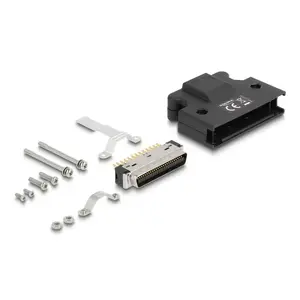 DELOCK MDR male 50‑pin solder connector with housing, black, 41.1×50×12.7 mm