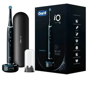Elektriskā zobu birste Oral-B iO Series 10 — pieaugušajiem, rotējoši-oscilējoša, iebūvēts akumulators, 5 režīmi, 3 h uzlāde, 1 rokturis + 1 uzgalis, melna