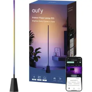 Gudrā stāvlampa Eufy E10, Wi‑Fi, melna, augstums 130 mm
