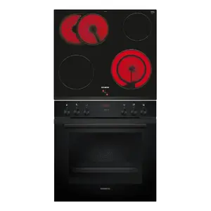 Keramiskā plīts un elektriskā cepeškrāsns komplekts Siemens iQ300 HE213ABB3 + EA631GNA1E — 4 zonu stiklokeramikas virsma, cepeškrāsns 71 l