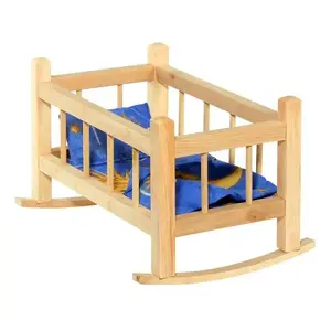 Деревянная кроватка для кукол KITI Baczek Medium с валиком, упаковка 207×341×194 мм