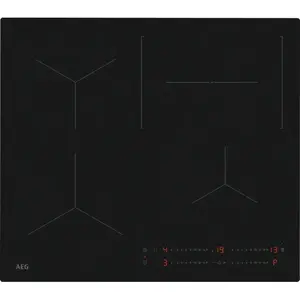 AEG TO64IC0FIT Iebūvējama indukcijas plīts virsma 60 cm ar 4 zonām stikla keramika melna skārienjutīga vadība 7200 W