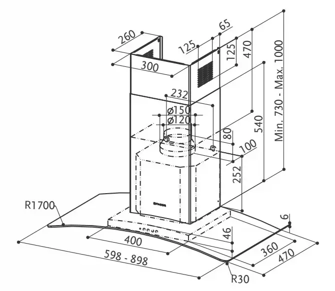 FABER Ray SRM LED X/V NS A60 настенная вытяжка Photo 2