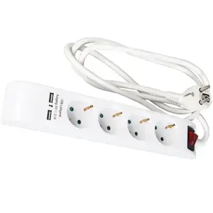 Power extension ATR 059134 with switch and 2×USB, 4 outlets, 1.4 m cable