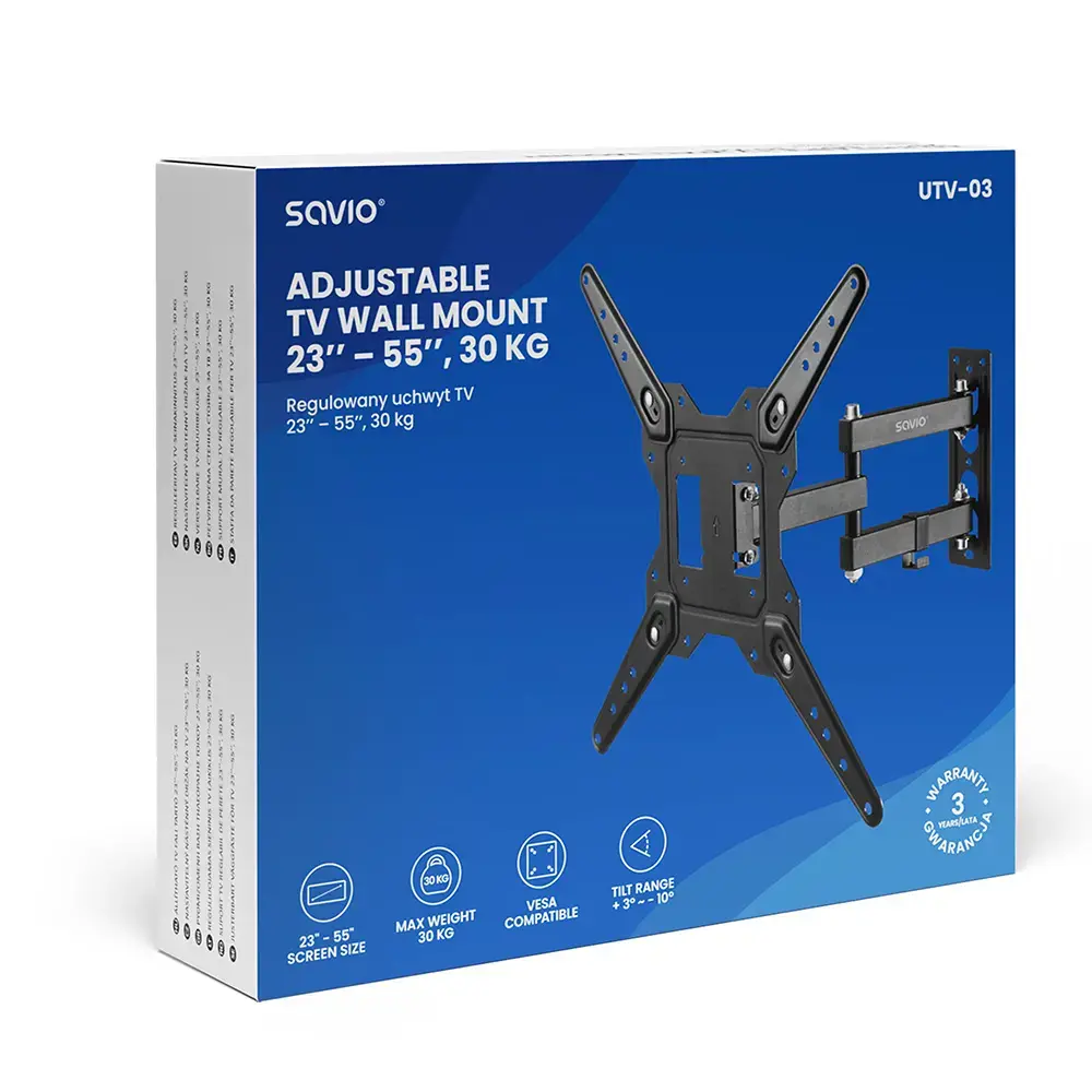 Wall TV mount SAVIO UTV-03 (23"–55", VESA 100–400) Photo 5