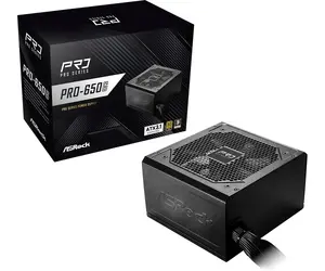 Блок питания ASRock PRO-650G 650 Вт 24‑конт. ATX 80 PLUS Gold, чёрный, вентилятор 120 мм
