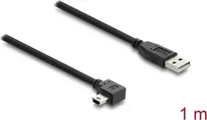 USB 2.0 cable DELOCK Type-A (male) to Mini-USB B (male) right-angled, 1 m, black