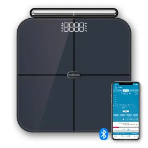 Electronic personal scale Medisana BS 850 — 180 kg capacity, 0.05 g accuracy, LED display, lithium battery, rectangular 344×325×31 mm
