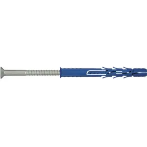 Nylon frame fixing kit Rawlplug R-FF1-N-L, countersunk, zinc plated, Ø8 mm hole, for brick/concrete, pack 50