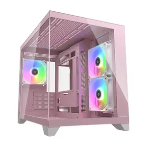 Mini Tower PC Case Cougar FV150 ARGB — Pink, supports 2x 120/140 mm side fans, 1x 120 mm rear, 2.5"/3.5" HDD, 285×435×365 mm
