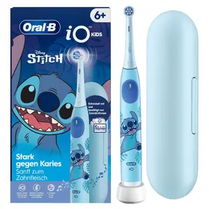 Electric rotating toothbrush BRAUN Oral-B iO Kids Stitch — built-in battery, 3 modes, blue, 1 handle/1 brush head
