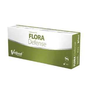 Digestive supplement Vetfood Flora Defense for dogs and cats, 60 capsules, 50 g, gluten‑free, preservative‑free