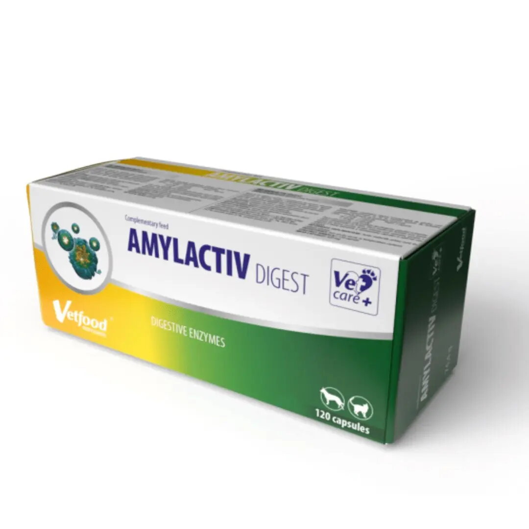 Gremošanas uztura kapsulas Vetfood Amylactiv suņiem