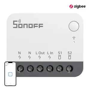 Mini ZigBee smart switch Sonoff ZBMINIR2 — wireless on/off control, compact in-wall module